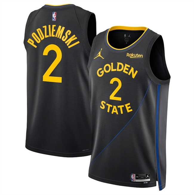 Men%27s Golden State Warriors #2 Brandin Podziemski Black 2024-25 Statement Edition Stitched Jersey Dzhi